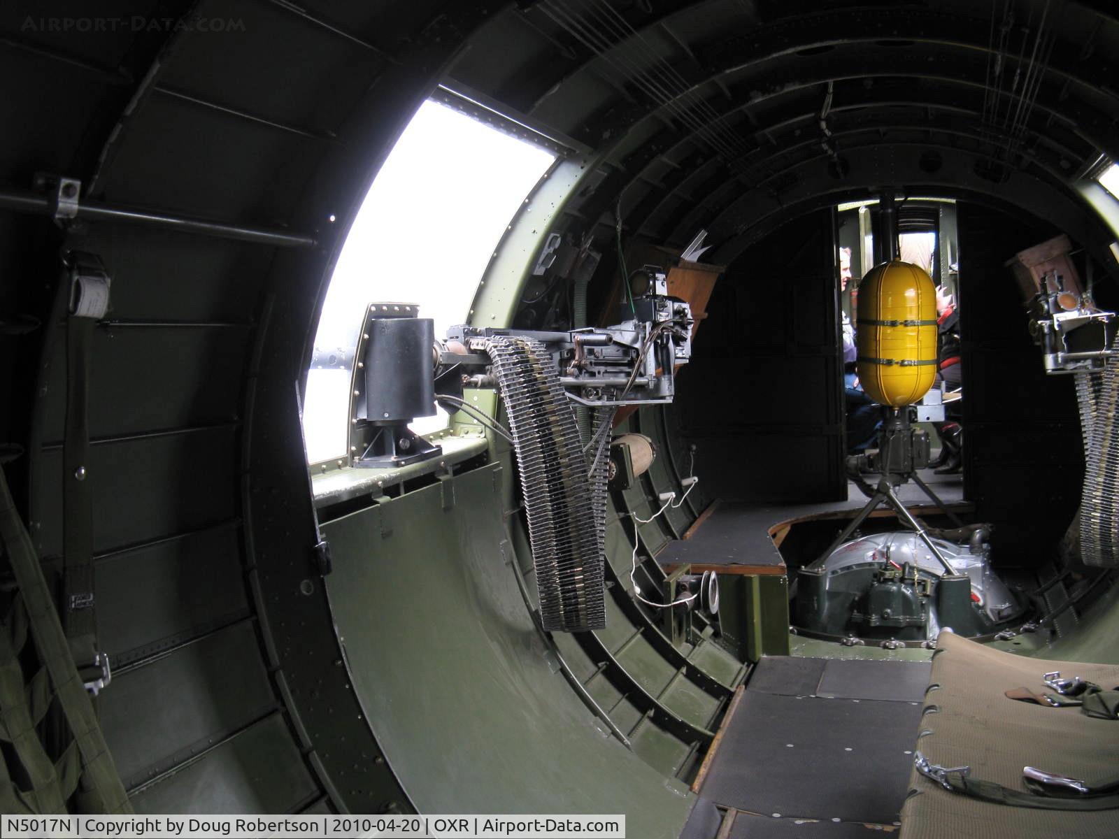 N5017N, 1944 Lockheed/Vega (Boeing) B-17G-105-VE Flying Fortress C/N 8649, 1944 Boeing B-17G Flying Fortress 'Aluminum Overcast', waist machine guns and ventral guns turret in hull. Looking forward.