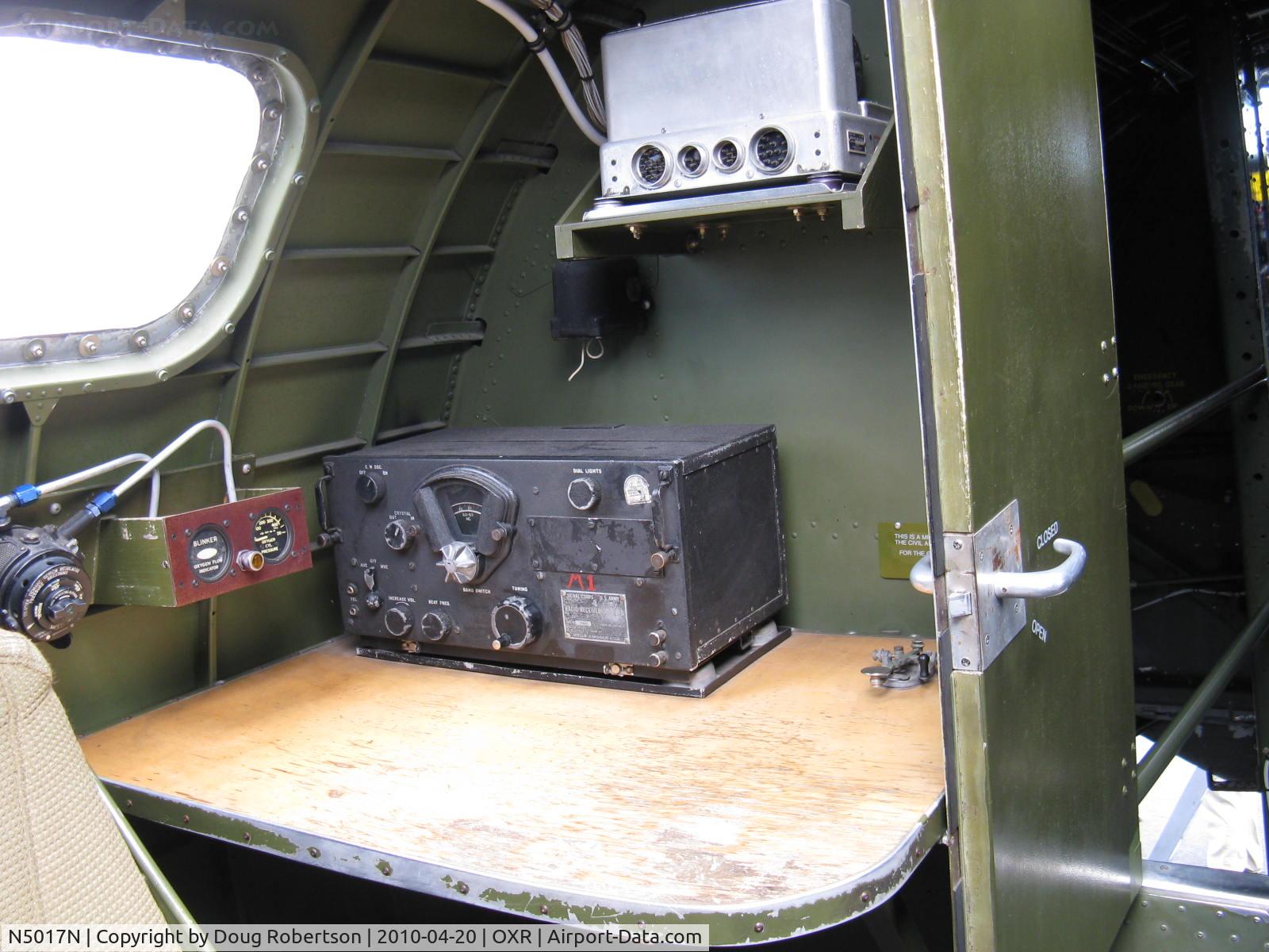 N5017N, 1944 Lockheed/Vega (Boeing) B-17G-105-VE Flying Fortress C/N 8649, 1944 Boeing B-17G Flying Fortress 'Aluminum Overcast' , radio operator compartment (roomiest in the plane?) vintage transceiver & work desk. Note: Morse code key.