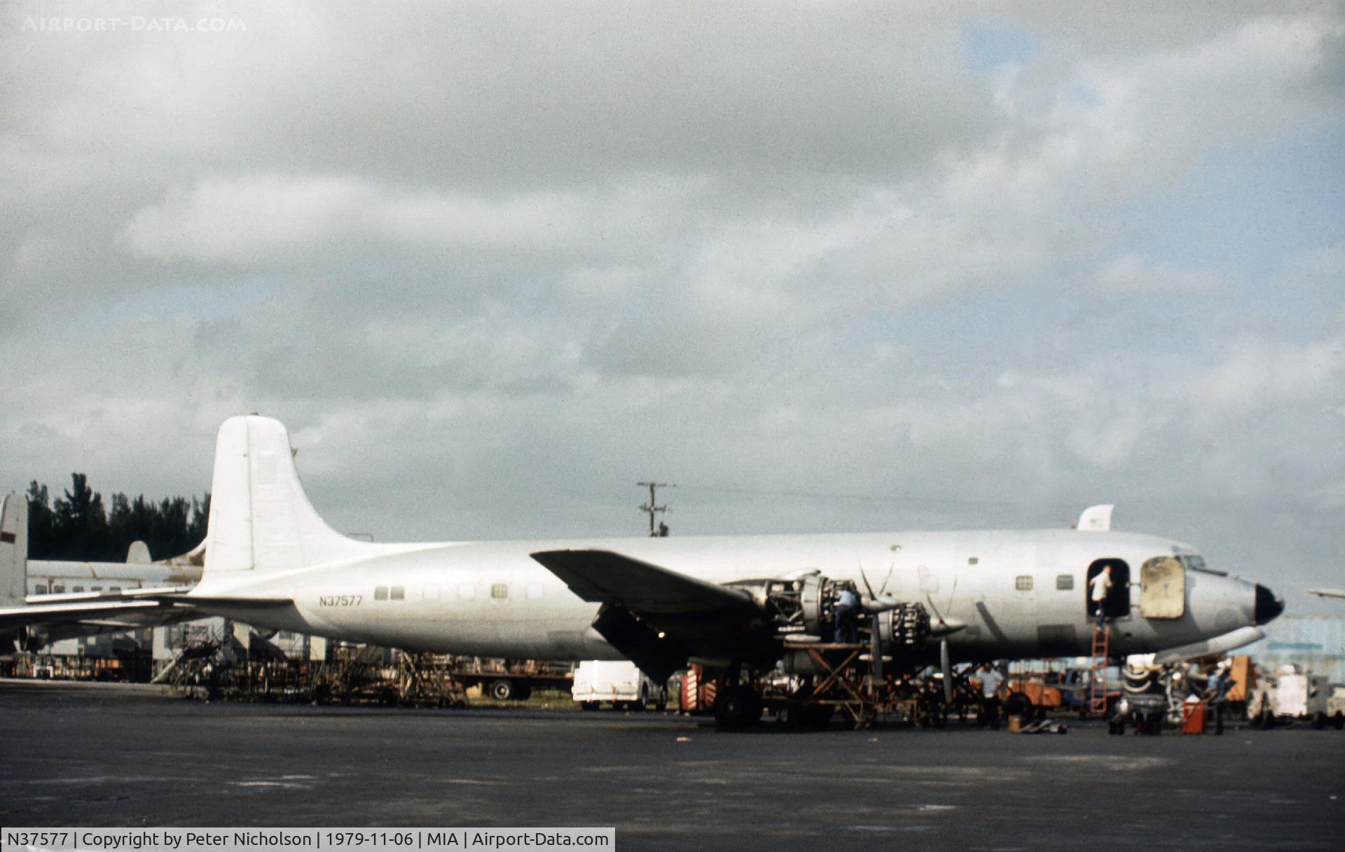 N37577, Douglas DC-6B C/N 44901, DC-6B of Conner Airlines at Miami in November 1979.