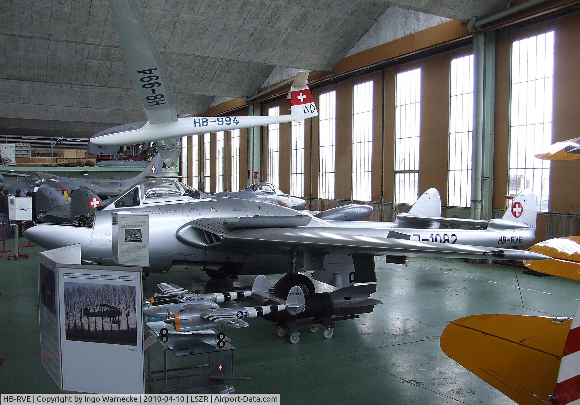 HB-RVE, 1960 De Havilland (F+W Emmen) Vampire FB6 (DH-100) C/N 993, De Havilland D.H.100 Vampire FB6 at the Fliegermuseum Altenrhein