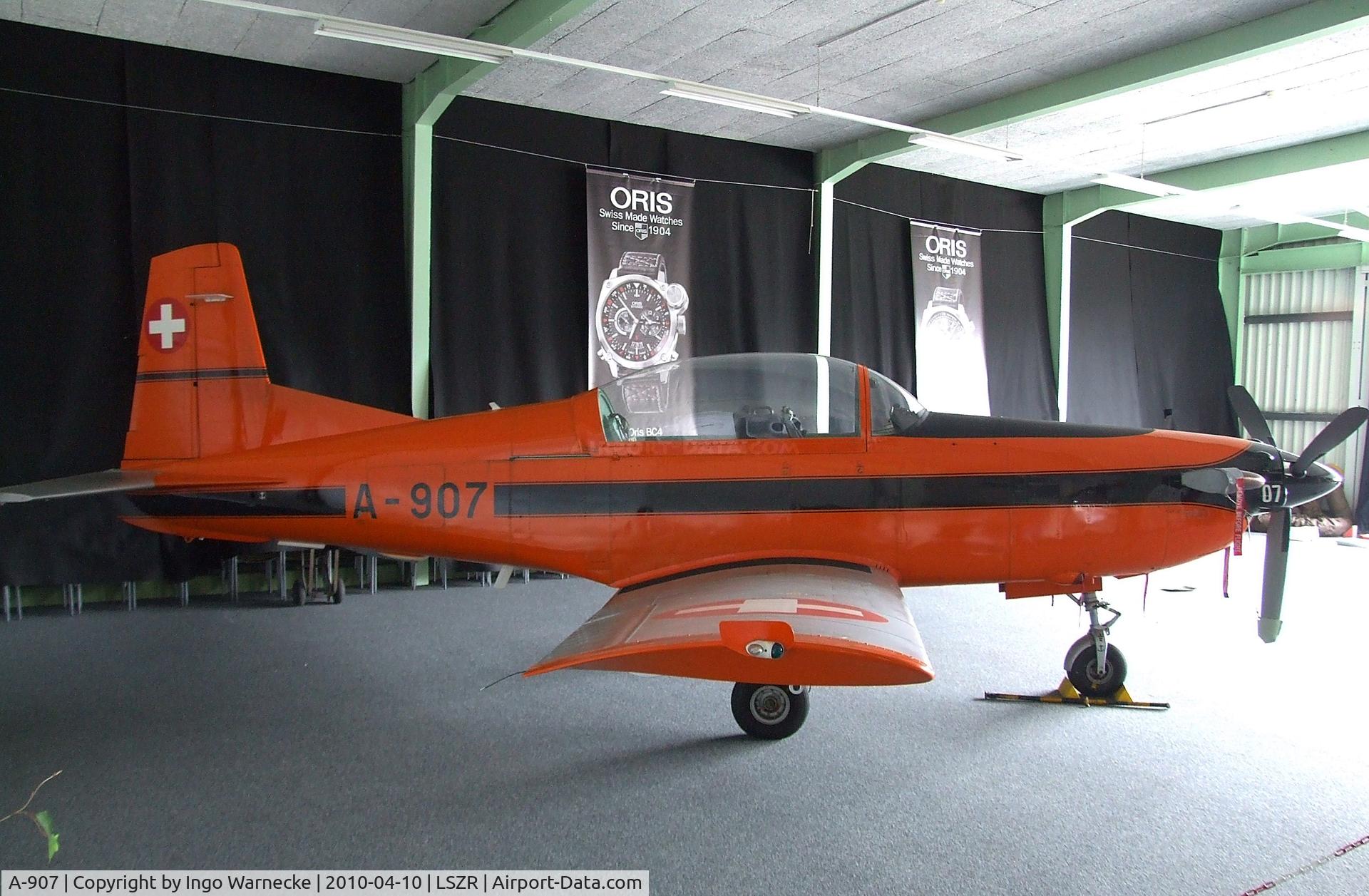 A-907, 1982 Pilatus PC-7 Turbo-Trainer C/N 315, Pilatus PC-7 of the Swiss air force, latest addition at the Fliegermuseum Altenrhein