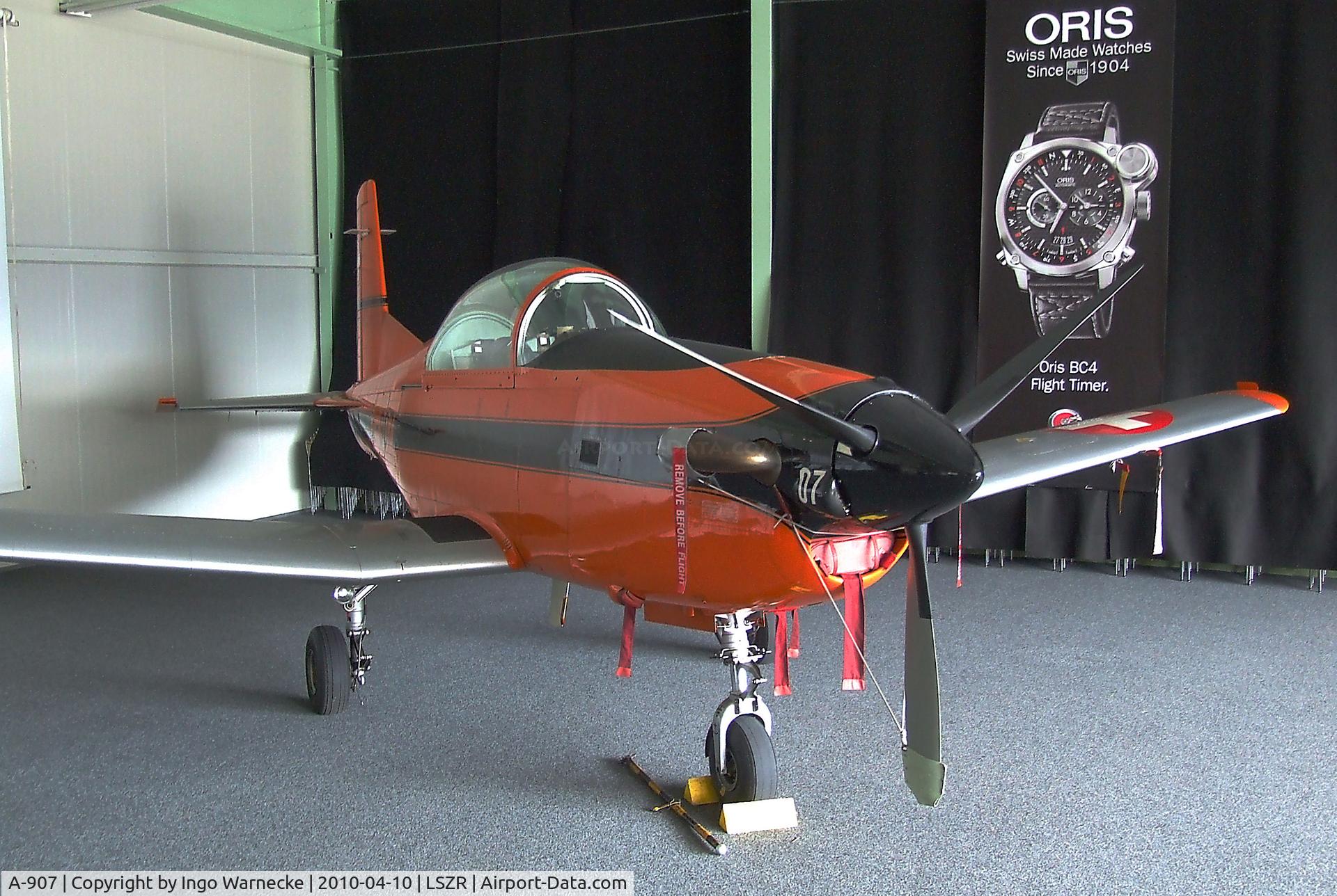 A-907, 1982 Pilatus PC-7 Turbo-Trainer C/N 315, Pilatus PC-7 of the Swiss air force, latest addition at the Fliegermuseum Altenrhein