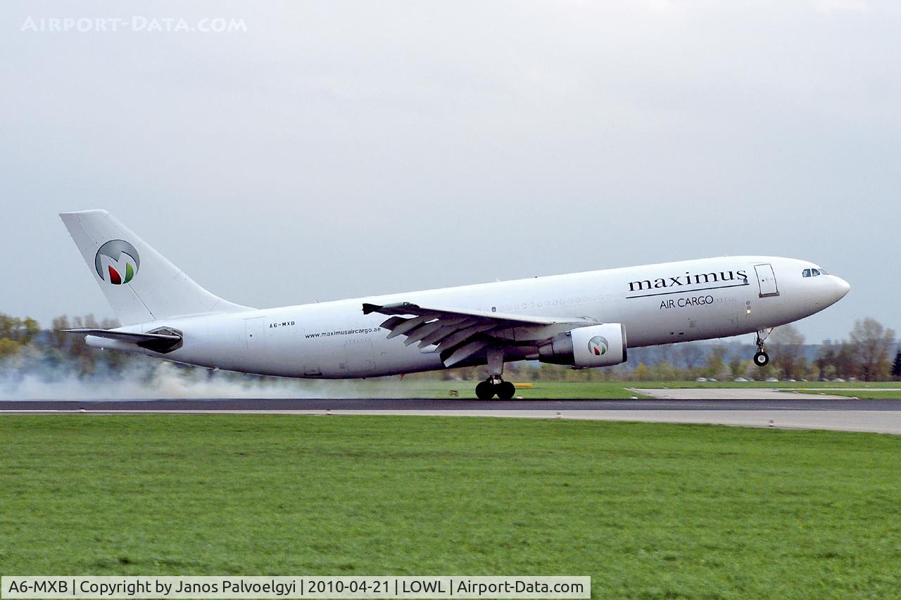 A6-MXB, 1996 Airbus A300B4-622F C/N 767, Maximus Air Cargo Airbus A300B4-605R to touch down on RWY27 in LOWL/LNZ