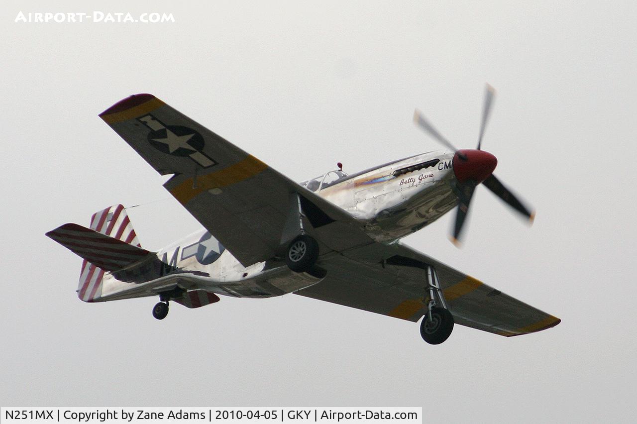 N251MX, 1943 North American P-51C-10 Mustang C/N 103-22730, Collings Foundation P-51C landing at Arlington Municipal