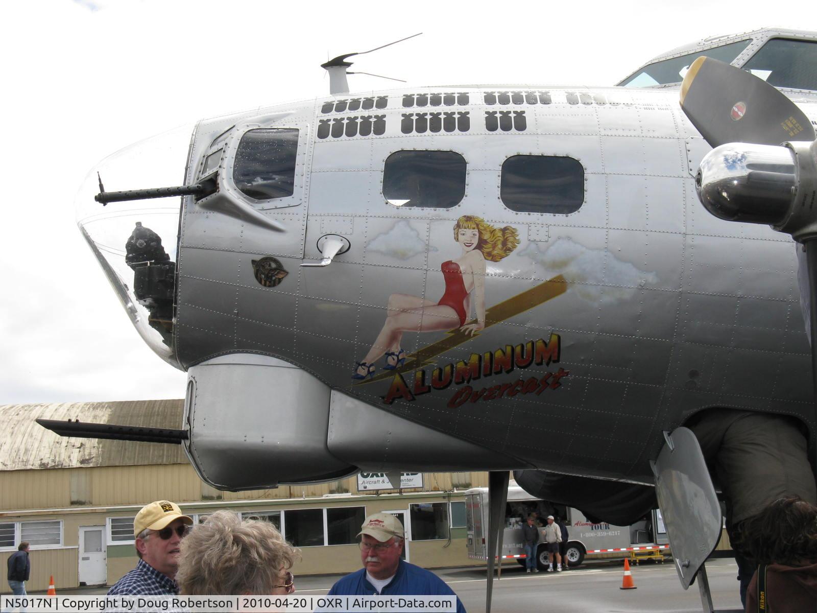N5017N, 1944 Lockheed/Vega (Boeing) B-17G-105-VE Flying Fortress C/N 8649, 1944 Boeing B-17G Flying Fortress 'Aluminum Overcast', bombing missions, aircraft logo art, chin turret guns and cheek gun