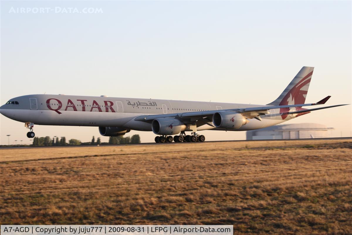 A7-AGD, 2007 Airbus A340-642X C/N 798, on landing at CDG