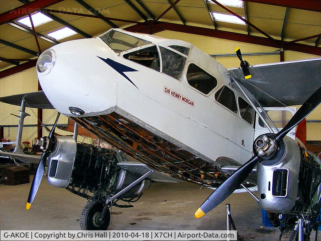 G-AKOE, 1942 De Havilland DH-89A Dominie/Dragon Rapide C/N 6601, at Chirk Airfield, near Wrexham, North Wales