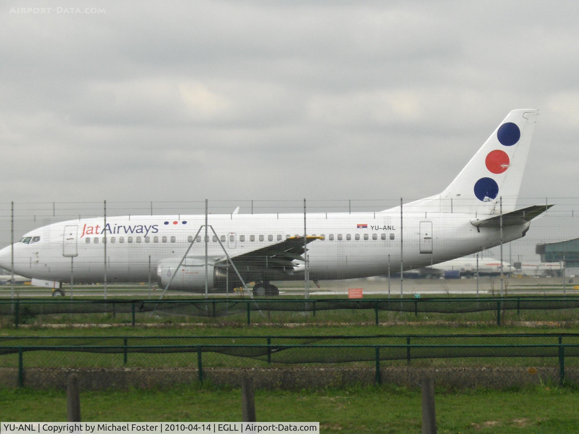 YU-ANL, 1986 Boeing 737-3H9 C/N 23716/1321, At Heathrow, taxiing