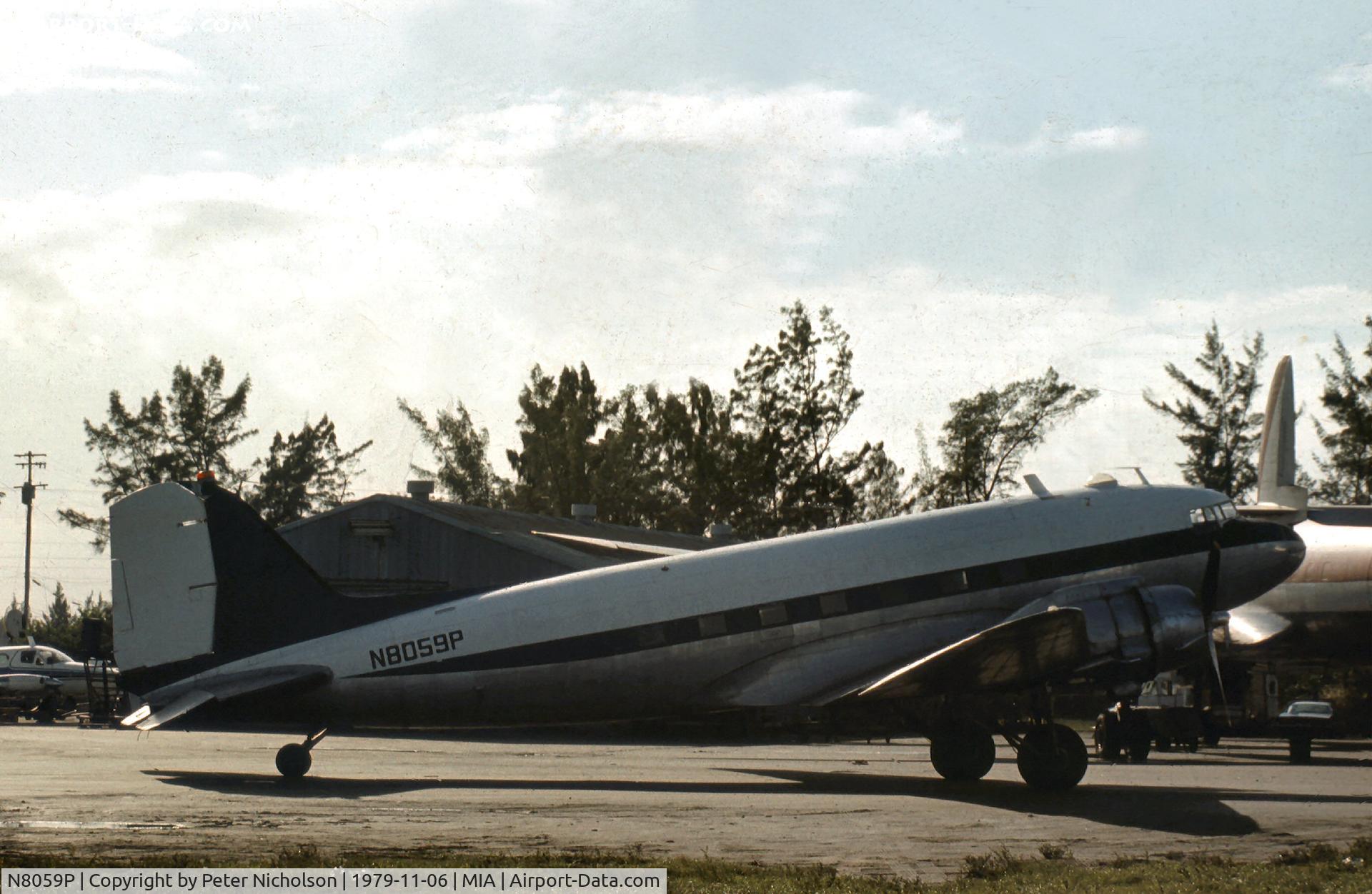 N8059P, 1943 Douglas DC-3C (C-47B-1-DL) C/N 20875, DC-3C at Miami in November 1979.