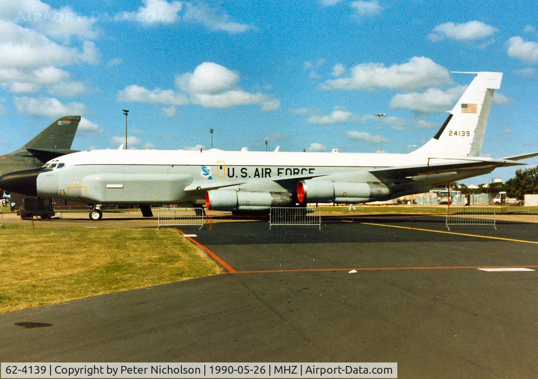 62-4139, 1962 Boeing RC-135W Rivet Joint C/N 18479, RC-135W Rivet Joint electronic intelligence aircraft of the 55th Strategic Reconnaissance Wing on display at the 1990 RAF Mildenhall Air Fete.