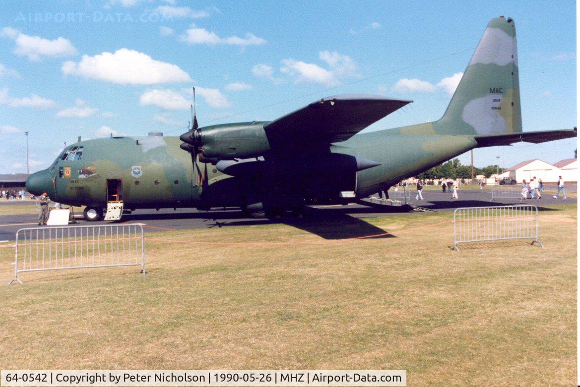64-0542, Lockheed C-130E Hercules C/N 382-4032, C-130E Hercules of 317th Tactical Airlift Wing based at Pope AFB on display at the 1990 RAF Mildenhall Air Fete.
