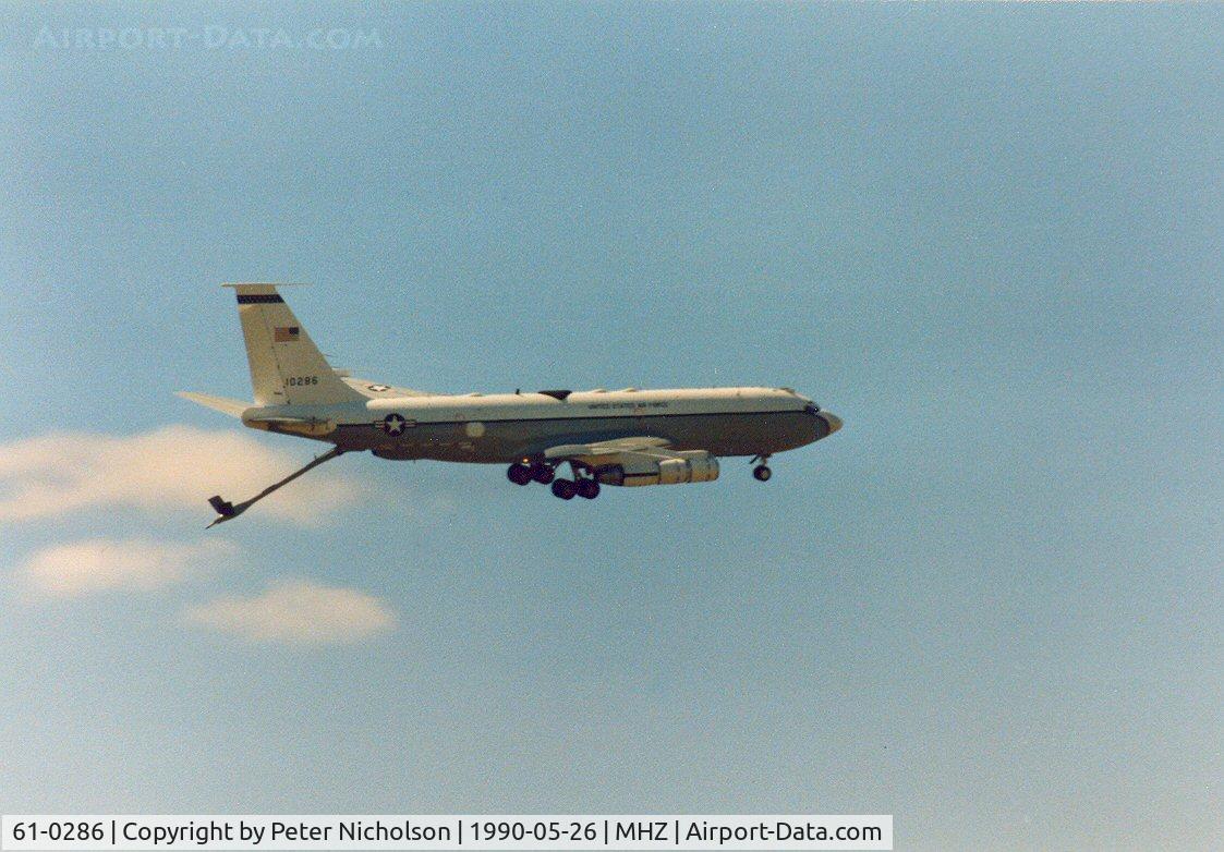 61-0286, 1961 Boeing EC-135H Stratotanker C/N 18193, EC-135H Stratotanker resident at RAF Mildenhall with 10th Airborne Command & Control Squadron opening the flying display at the 1990 Mildenhall Air Fete.