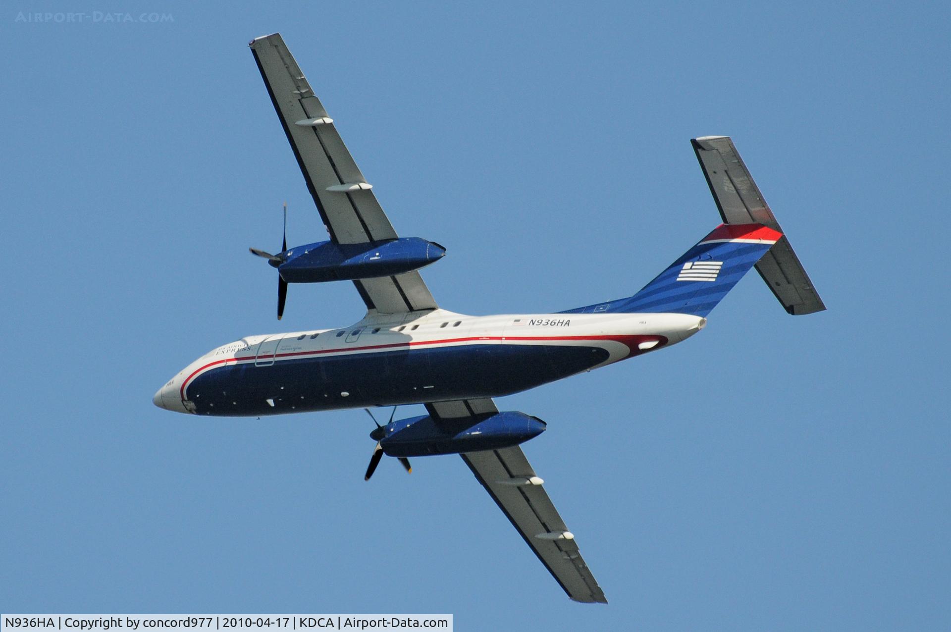 N936HA, Boeing DHC-8-102 C/N 145, Seen at KDCA on 4/17/2010.