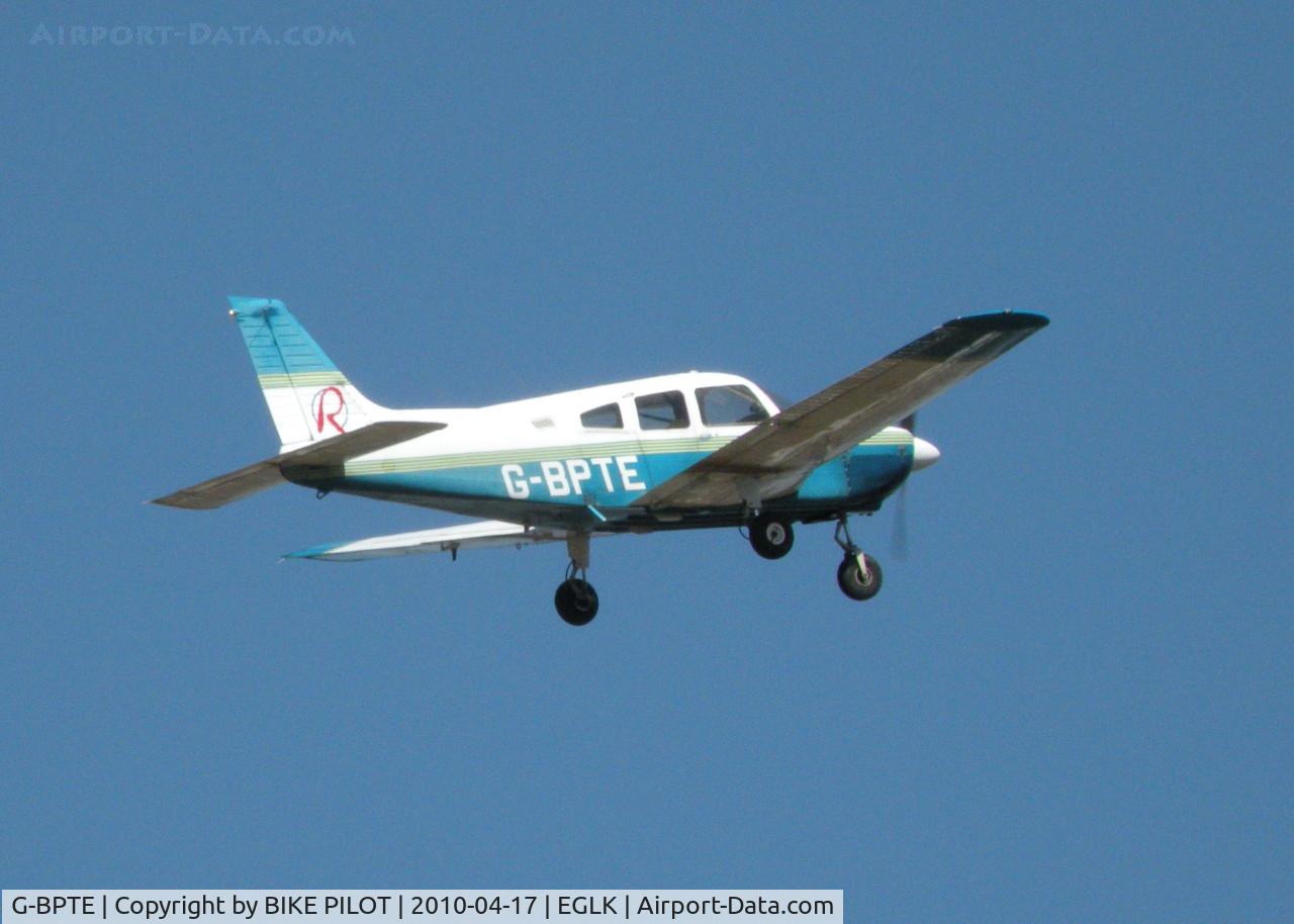 G-BPTE, 1976 Piper PA-28-181 Cherokee Archer II C/N 28-7690178, RESIDENT ARCHER CLIMBING OUT RWY 07