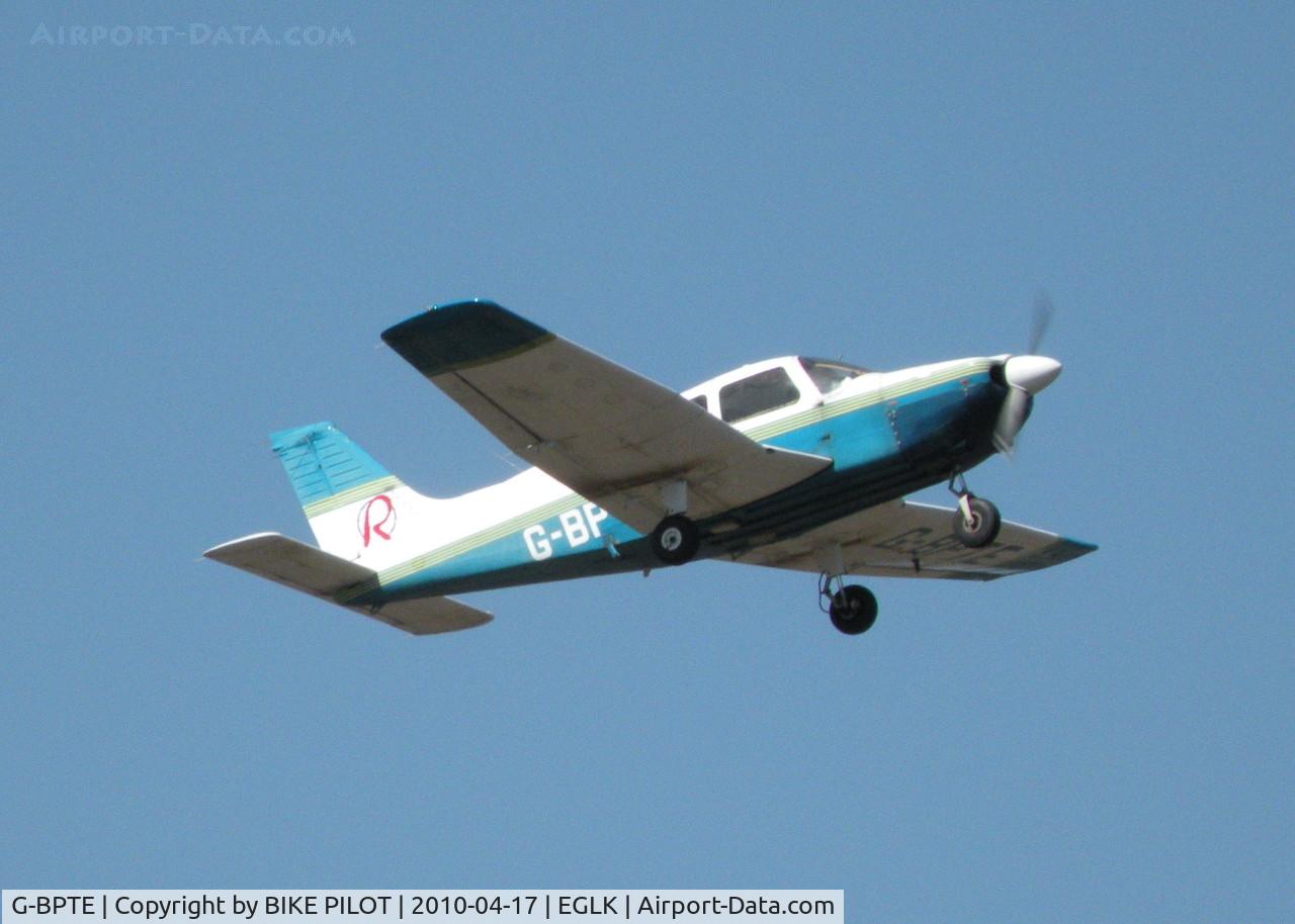G-BPTE, 1976 Piper PA-28-181 Cherokee Archer II C/N 28-7690178, RESIDENT ARCHER CLIMBING OUT RWY 07