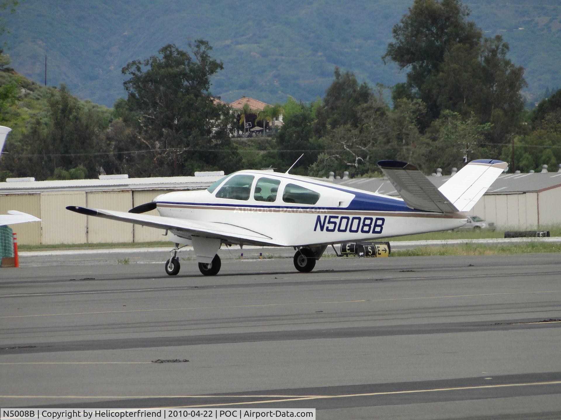 N5008B, 1955 Beech F35 Bonanza C/N D-4268, Parked in transient parking