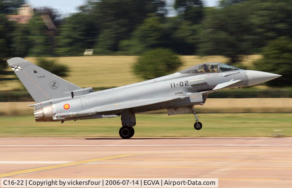 C16-22, Eurofighter EF-2000 Typhoon S C/N SS002, Spanish Air Force. Operated by Ala 11, coded '11-02'.