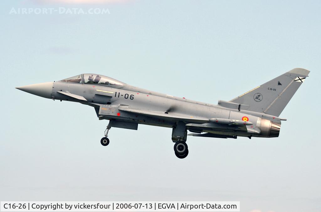 C16-26, Eurofighter EF-2000 Typhoon S C/N SS006, Spanish Air Force. Operated by Ala 11, coded '11-06'.