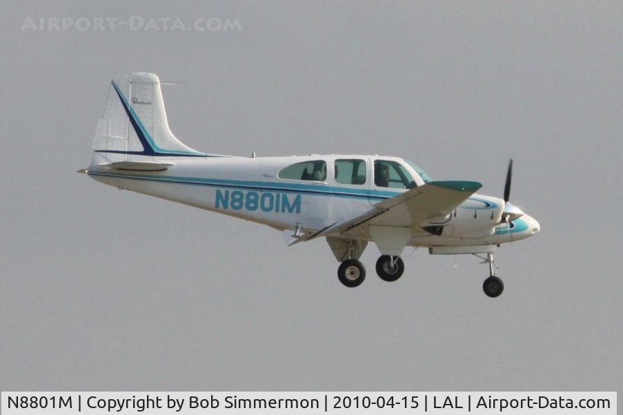 N8801M, 1964 Beech D95A Travel Air C/N TD-569, Arriving at Lakeland, FL during Sun N Fun 2010.
