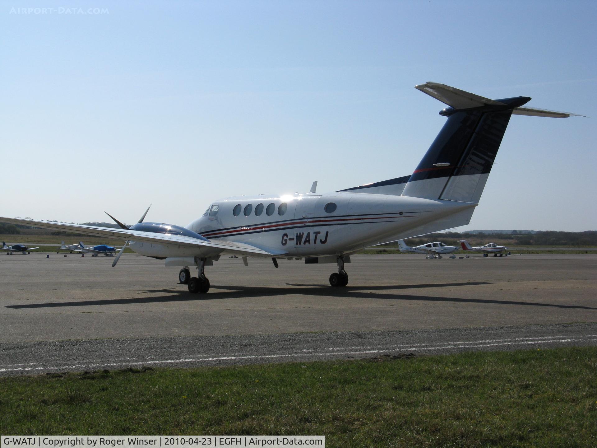 G-WATJ, 2007 Hawker Beechcraft B200GT King Air C/N BY-14, Beech B200GT Super King Air of Saxonhenge Ltd visiting Swansea Airport. De-registered 25 July 2012.