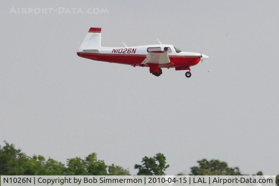 N1026N, 1994 Mooney M20J 201 C/N 24-3337, Arriving at Lakeland, FL during Sun N Fun 2010.