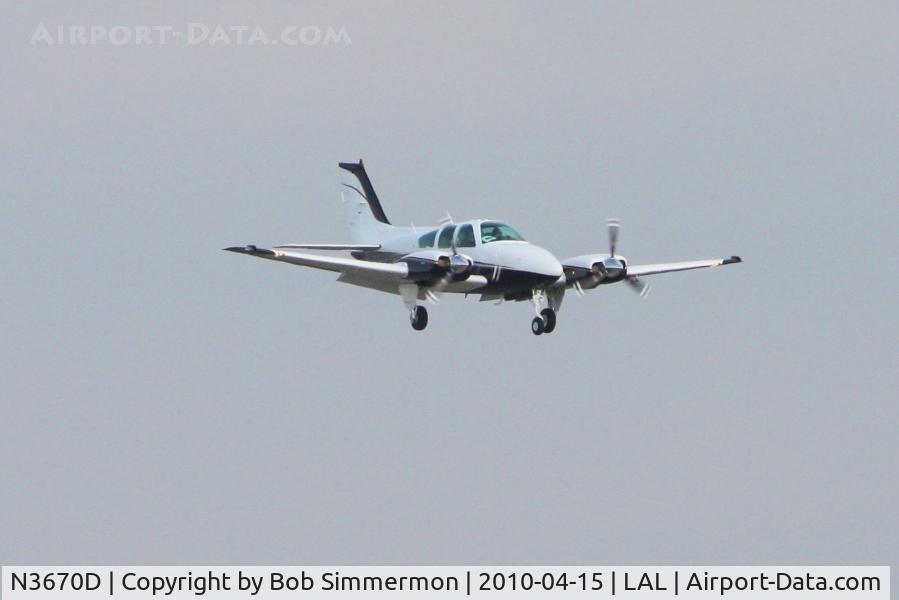 N3670D, 1980 Beech 95-B55 (T42A) Baron C/N TC-2331, Arriving at Lakeland, FL during Sun N Fun 2010.