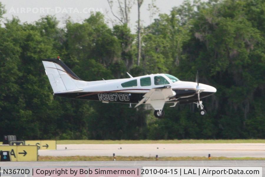 N3670D, 1980 Beech 95-B55 (T42A) Baron C/N TC-2331, Arriving at Lakeland, FL during Sun N Fun 2010.