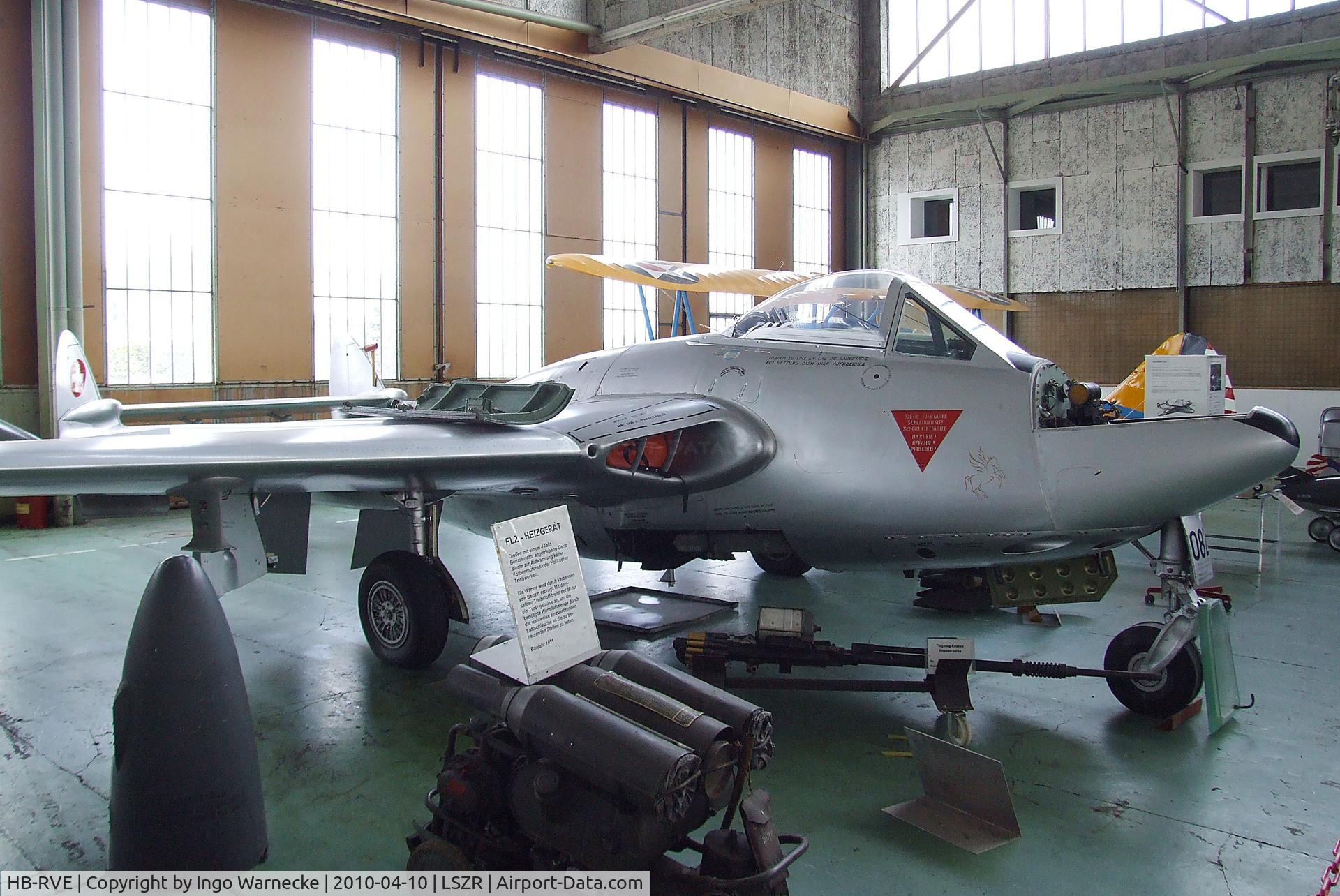 HB-RVE, 1960 De Havilland (F+W Emmen) Vampire FB6 (DH-100) C/N 993, De Havilland D.H.100 Vampire FB6 at the Fliegermuseum Altenrhein