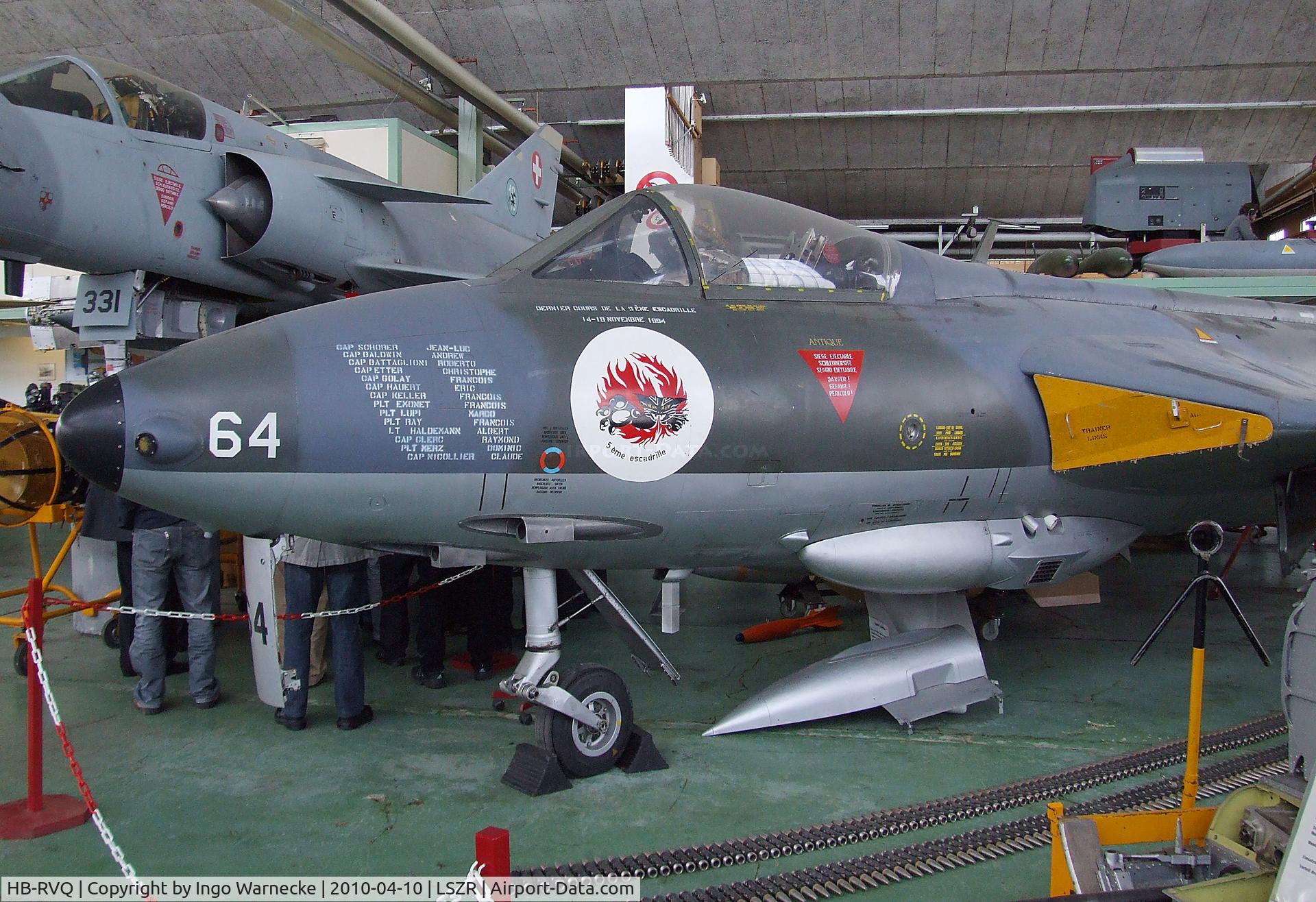 HB-RVQ, 1958 Hawker Hunter F.58 C/N 41-H697451, Hawker Hunter F58 at the Fliegermuseum Altenrhein