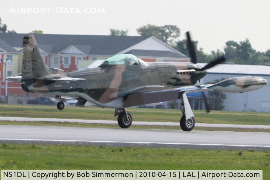 N51DL, 1944 North American P-51D Mustang C/N 26890, Departing Lakeland, FL during Sun N Fun 2010