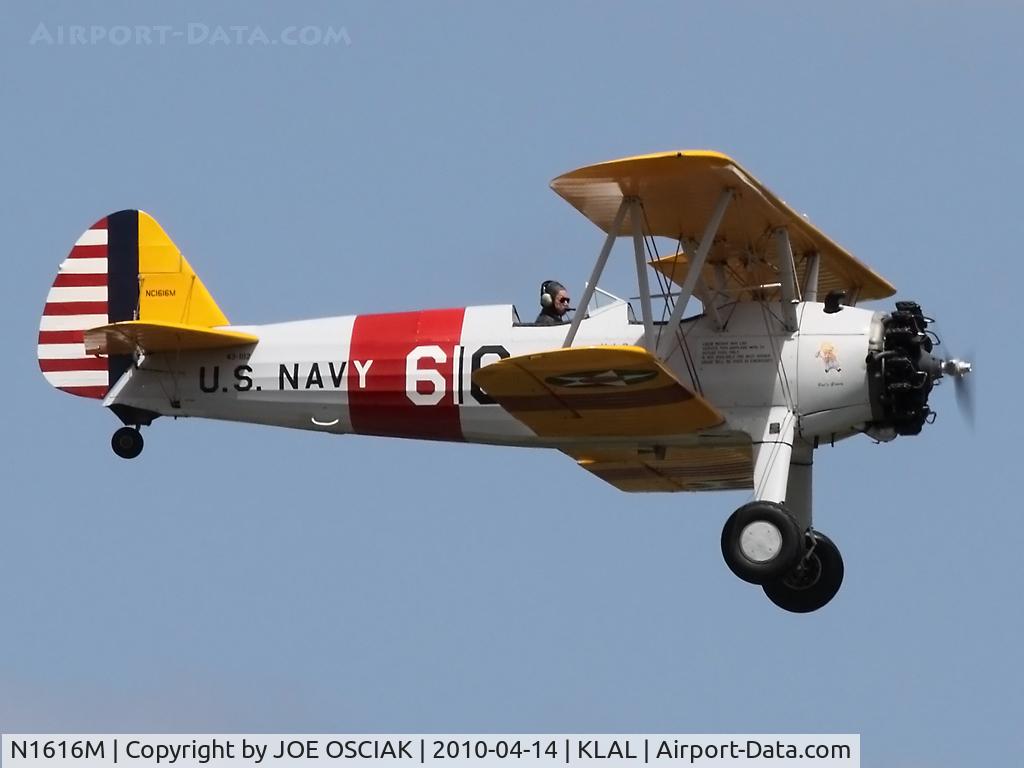 N1616M, 1943 Boeing A75N1(PT17) C/N 75-8286, Arriving at KLAL