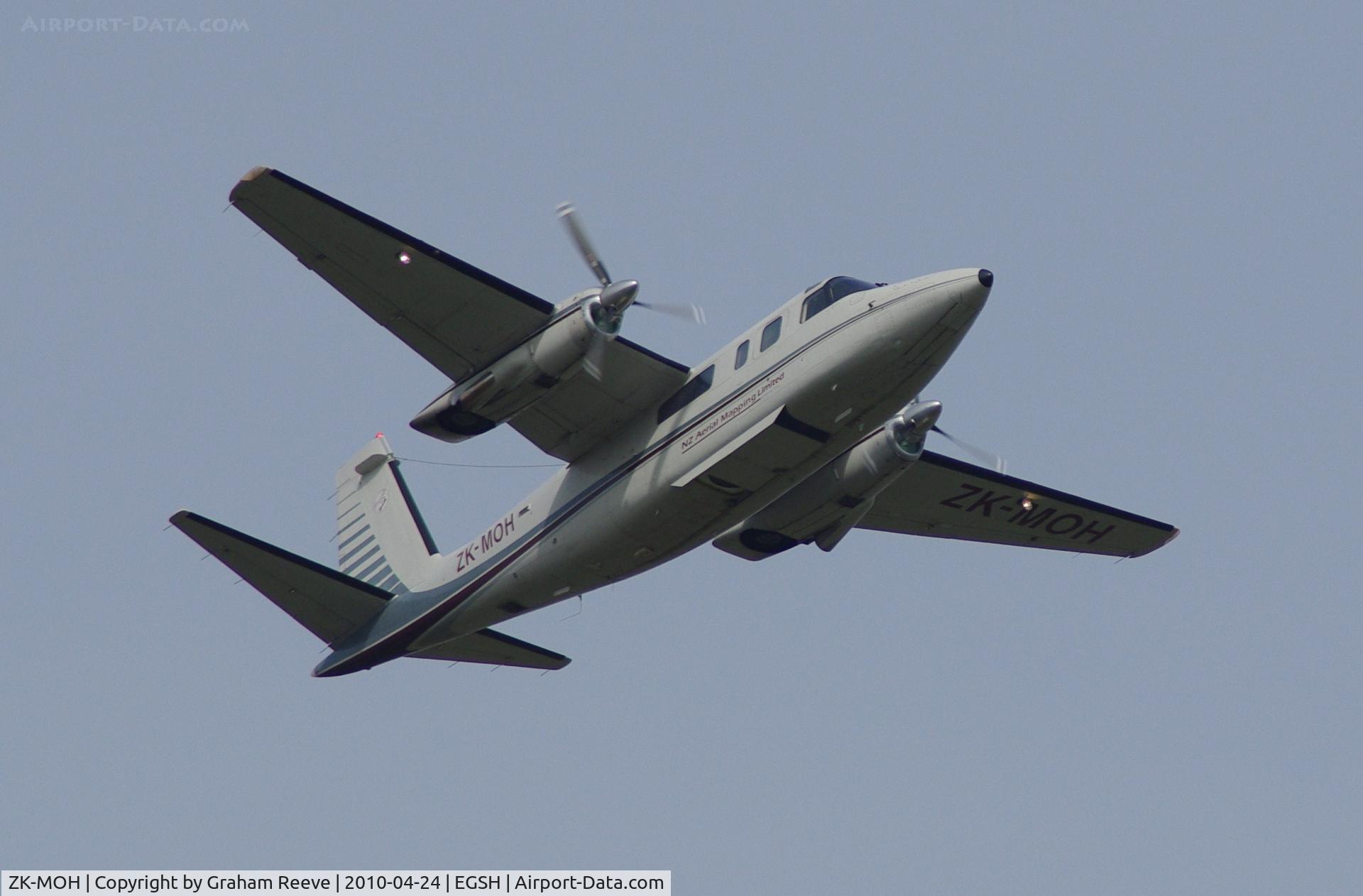 ZK-MOH, 1972 Aero Commander 690 C/N 11006, Taking off from Norwich.