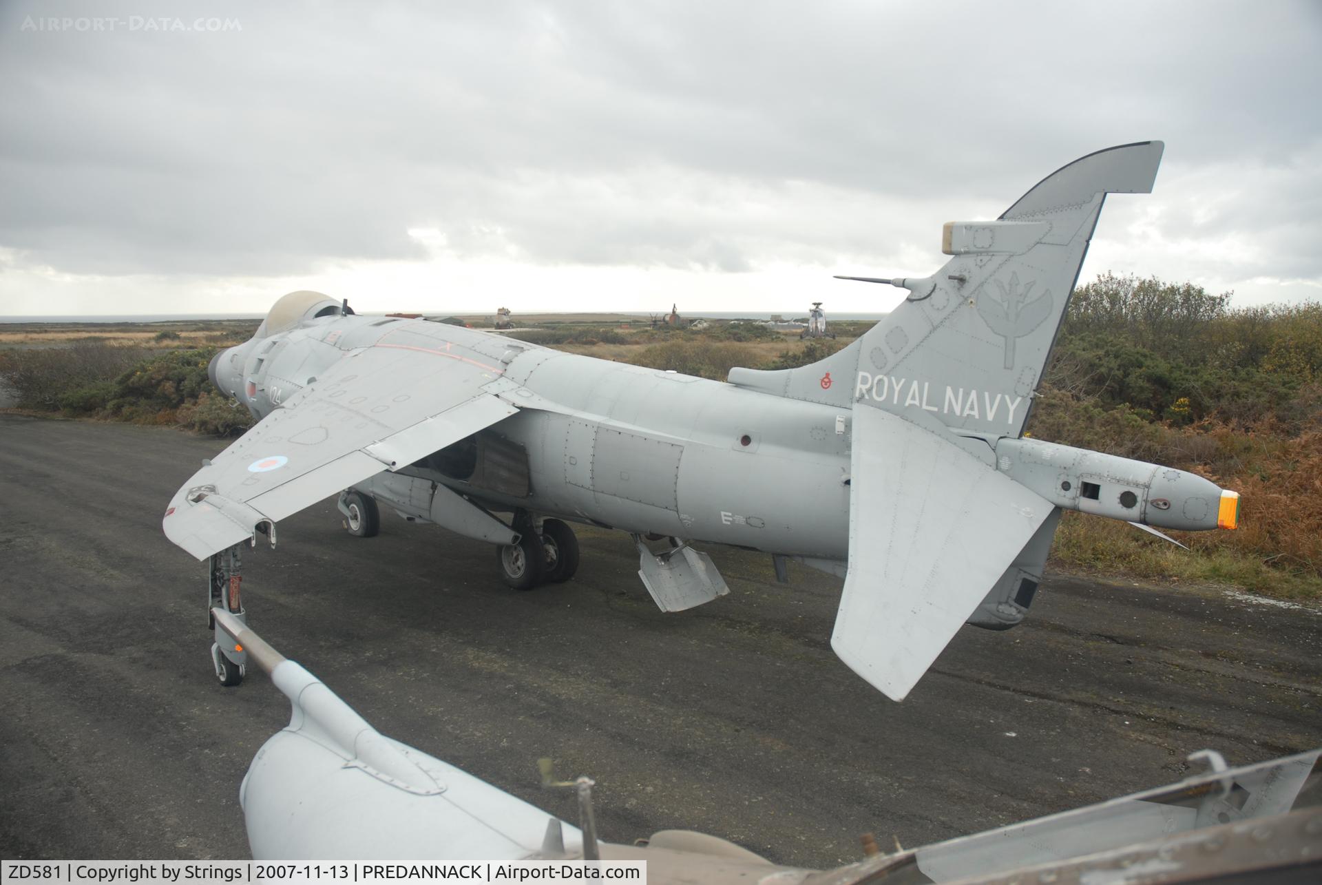 ZD581, 1985 British Aerospace Sea Harrier F/A.2 C/N 912044/B38/P31, RN School of Flight Deck Ops Cornwall