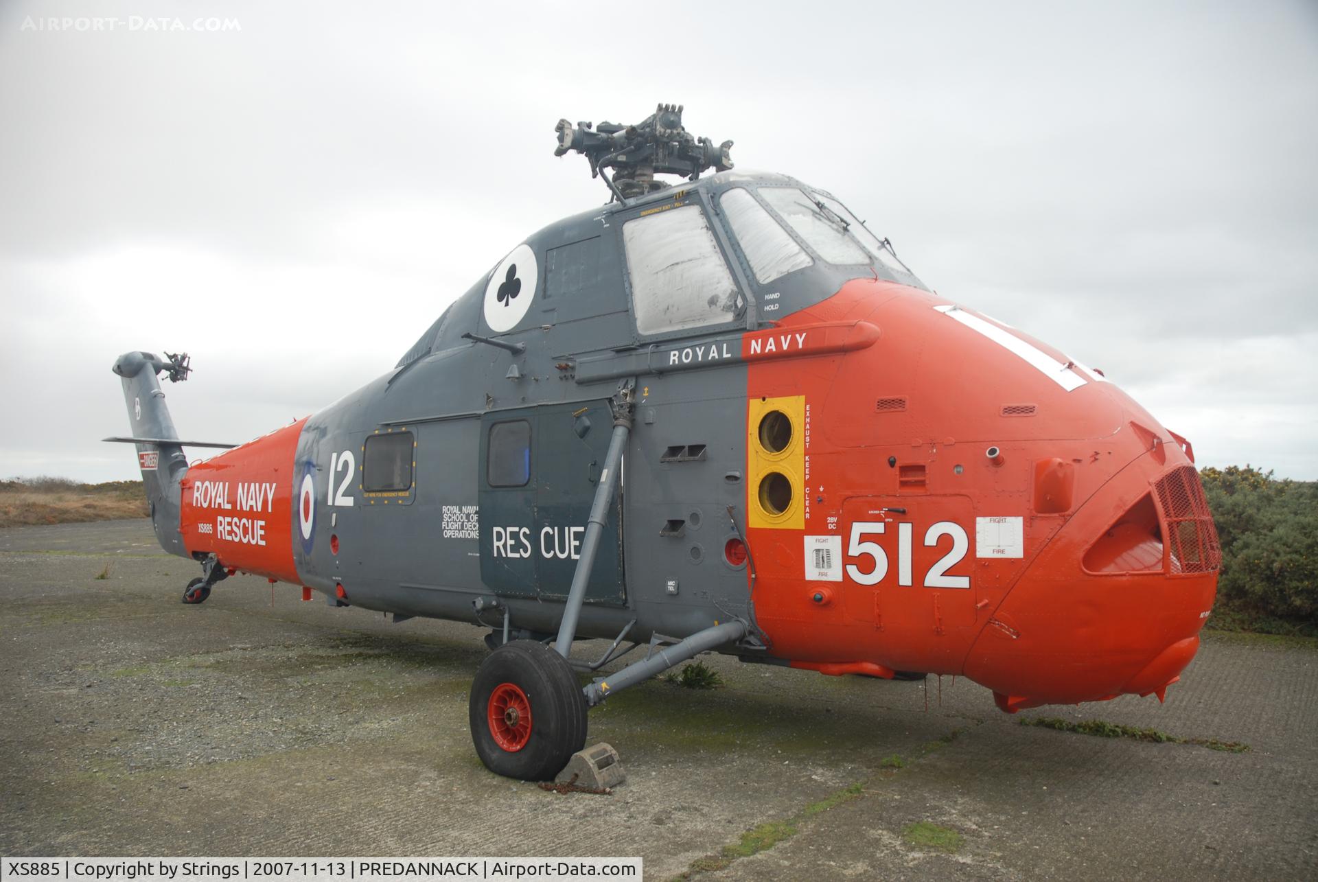 XS885, 1966 Westland Wessex HAS.1 C/N WA265, RN School of Flight Deck Ops Cornwall