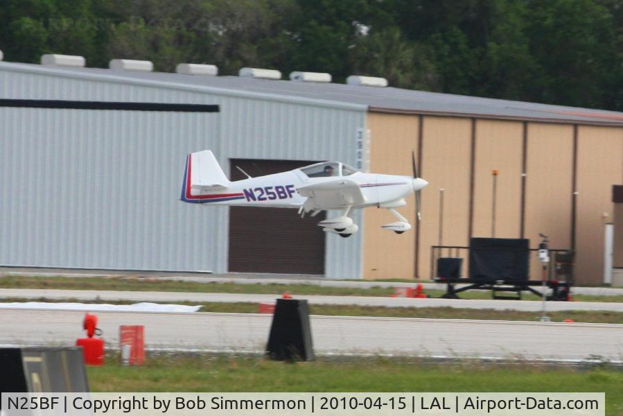 N25BF, 1999 Vans RV-6A C/N 24351, Arriving at Lakeland, FL during Sun N Fun 2010.