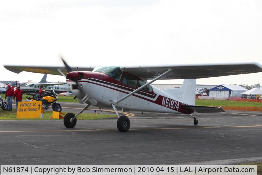N61874, 1977 Cessna 180K Skywagon C/N 18052809, Departing Lakeland, FL during Sun N Fun 2010