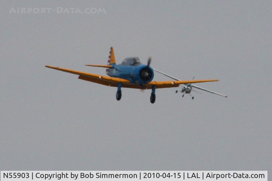 N55903, 1939 North American NA-64 C/N 64-3022, Arriving at Lakeland, FL during Sun N Fun 2010.