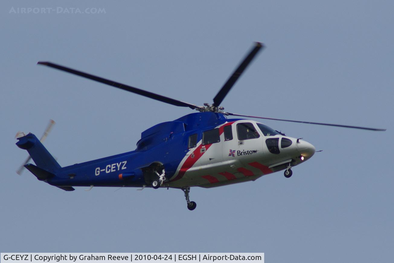 G-CEYZ, 2007 Sikorsky S-76C C/N 760669, Departing from Norwich.