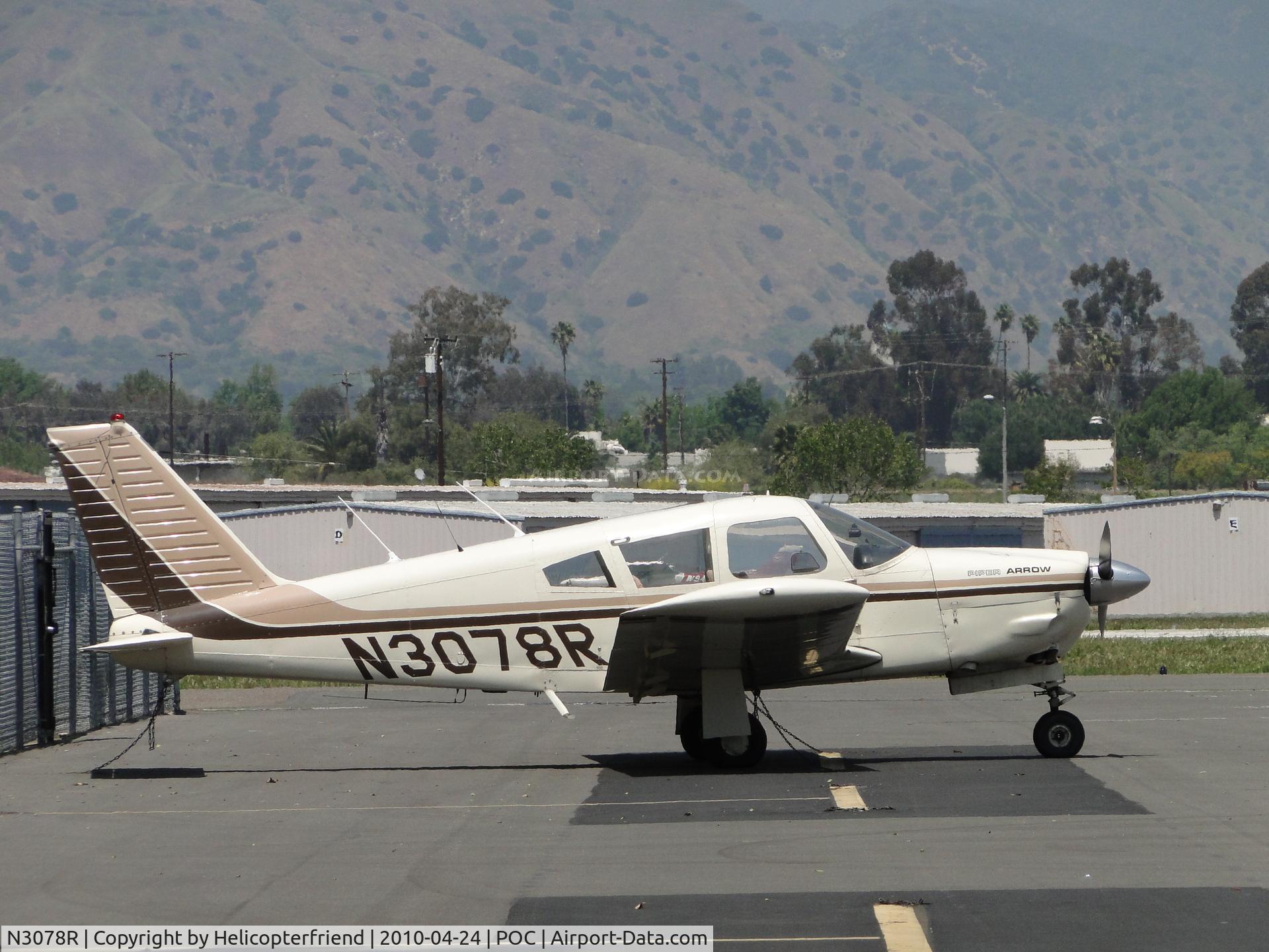 N3078R, 1969 Piper PA-28R-200 C/N 28R-35638, Parked backed in at transient parking