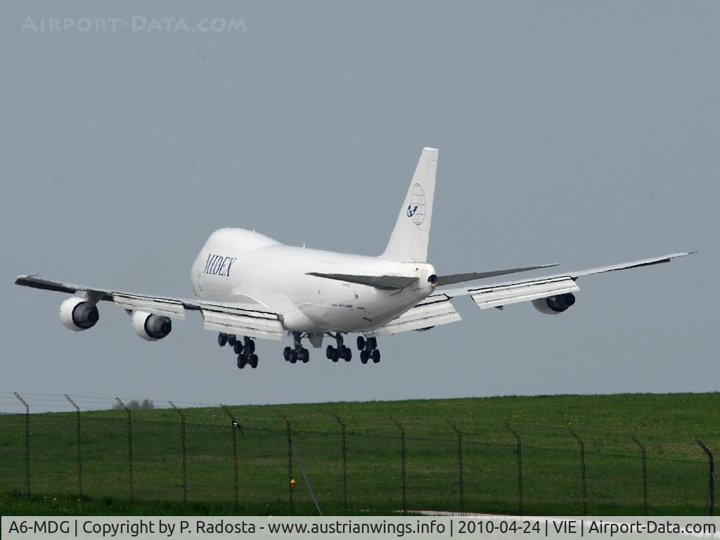 A6-MDG, 1991 Boeing 747-228F C/N 25266, Operating a cargo flight on behalf of Emirates Sky Cargo to Vienna