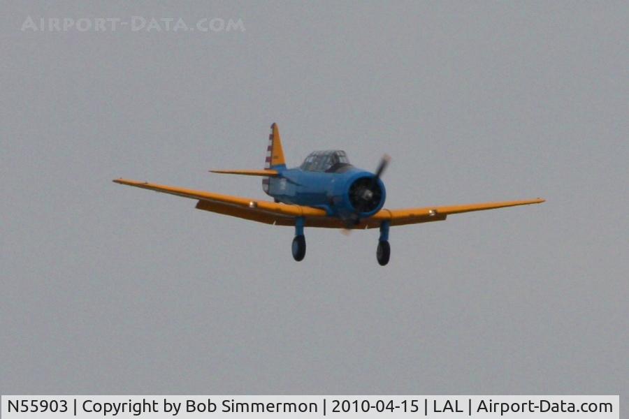 N55903, 1939 North American NA-64 C/N 64-3022, Arriving at Lakeland, FL during Sun N Fun 2010.