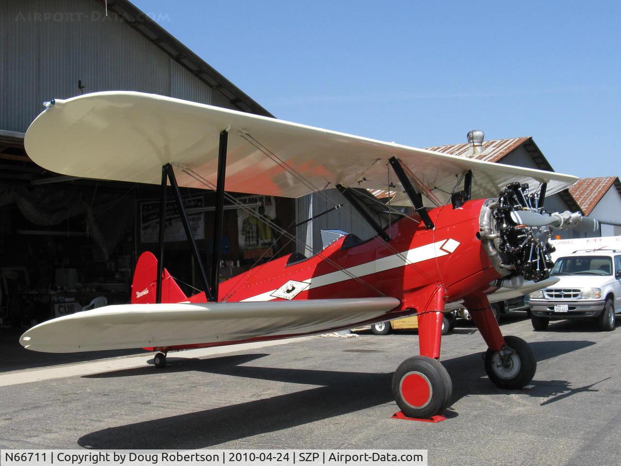 N66711, 1941 Boeing IB75A C/N 75-1675, 1941 Boeing Stearman IB75A, Jacobs R-755B2 275 Hp newly rebuilt engine, aircraft in total rebuild at Rowena's Flying Fabric Company, Restricted-Experimental class. What a gorgeous result of a lot of work!