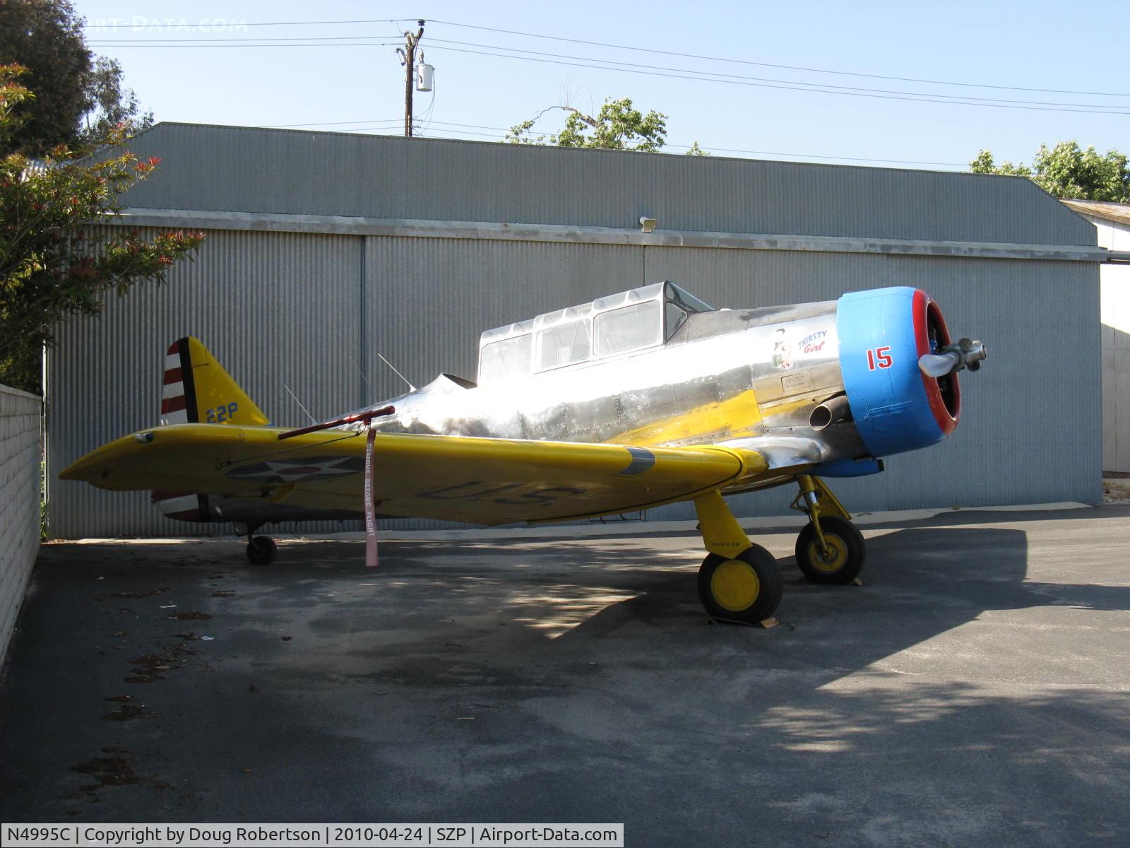 N4995C, 1949 North American T-6G Texan C/N 168-481, 1949 North American T-6G 'Thirsty Girl', (1949 factory reman), P&W R-1340 WASP 600 Hp