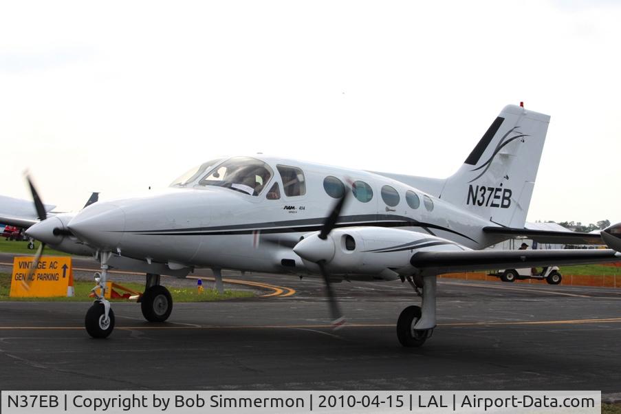 N37EB, Cessna 414 Chancellor C/N 414-0462, Departing Lakeland, FL during Sun N Fun 2010