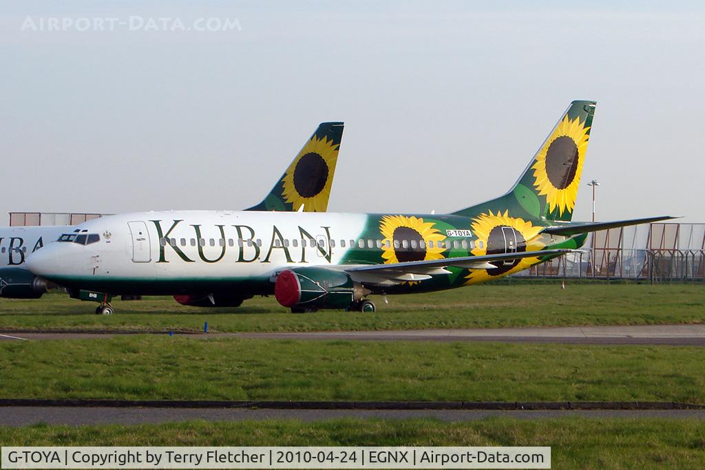 G-TOYA, 1994 Boeing 737-3Q8 C/N 26310, Ex BMI Baby 737 painted in Kuban Airlines BUT maybe not now taken up - sits in storage at East Midlands
