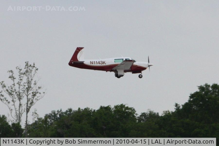 N1143K, 1981 Mooney M20J 201 C/N 24-1181, Arriving at Lakeland, FL during Sun N Fun 2010.