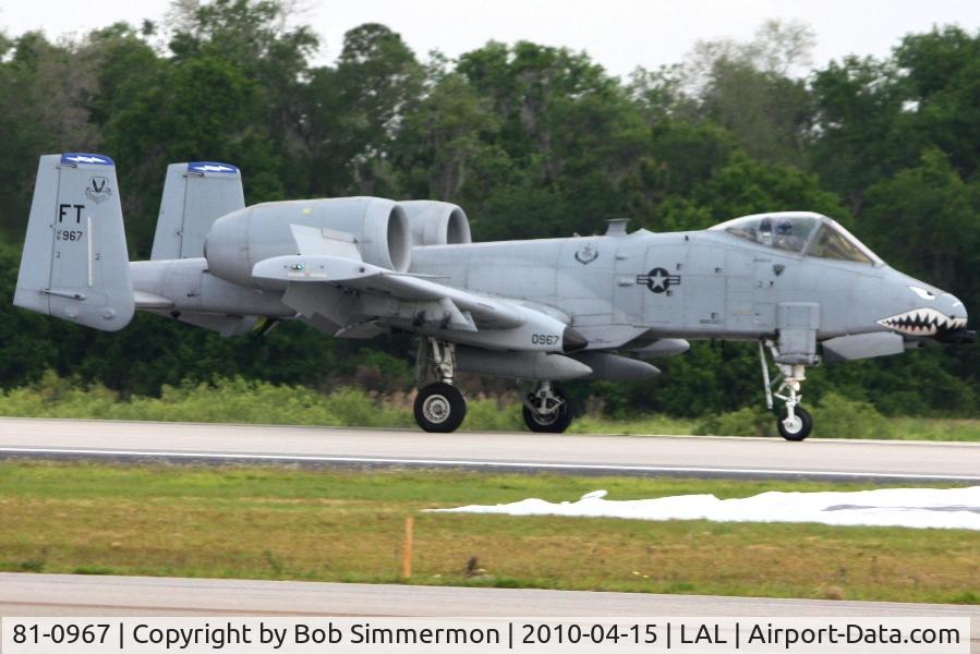 81-0967, 1981 Fairchild Republic A-10C Thunderbolt II C/N A10-0662, Arriving at Lakeland, FL during Sun N Fun 2010.