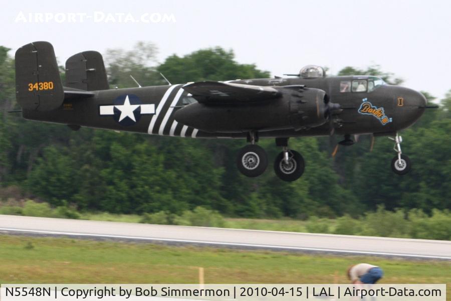 N5548N, 1943 North American B-25H Mitchell C/N 98-21107, Departing Lakeland, FL during Sun N Fun 2010