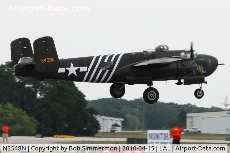 N5548N, 1943 North American B-25H Mitchell C/N 98-21107, Departing Lakeland, FL during Sun N Fun 2010
