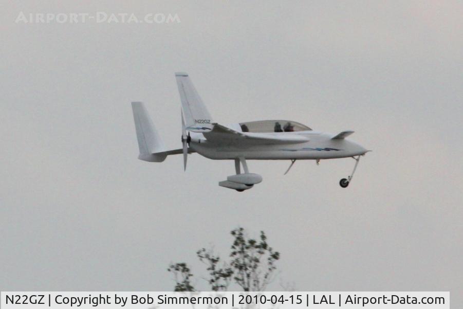 N22GZ, 1997 Rutan Long-EZ C/N 1081, Arriving at Lakeland, FL during Sun N Fun 2010.